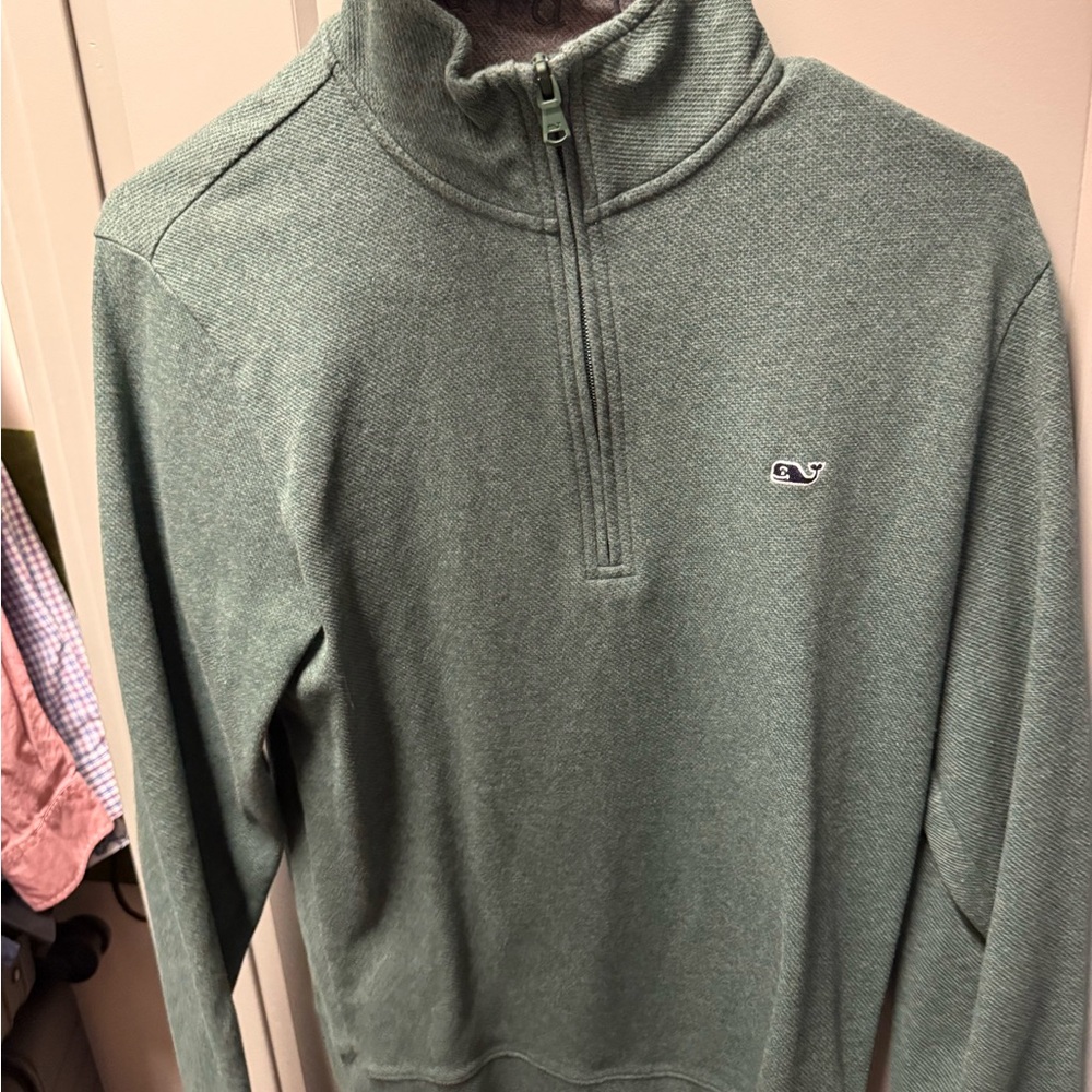 Vineyard Vines Men's Green Performance Quarter-Zip Sweater